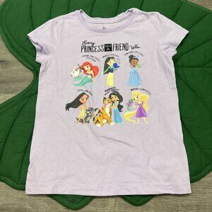 Disney Princess Girls Medium 7/8 Lavender Sidekicks Short Sleeve Tee Tshirt